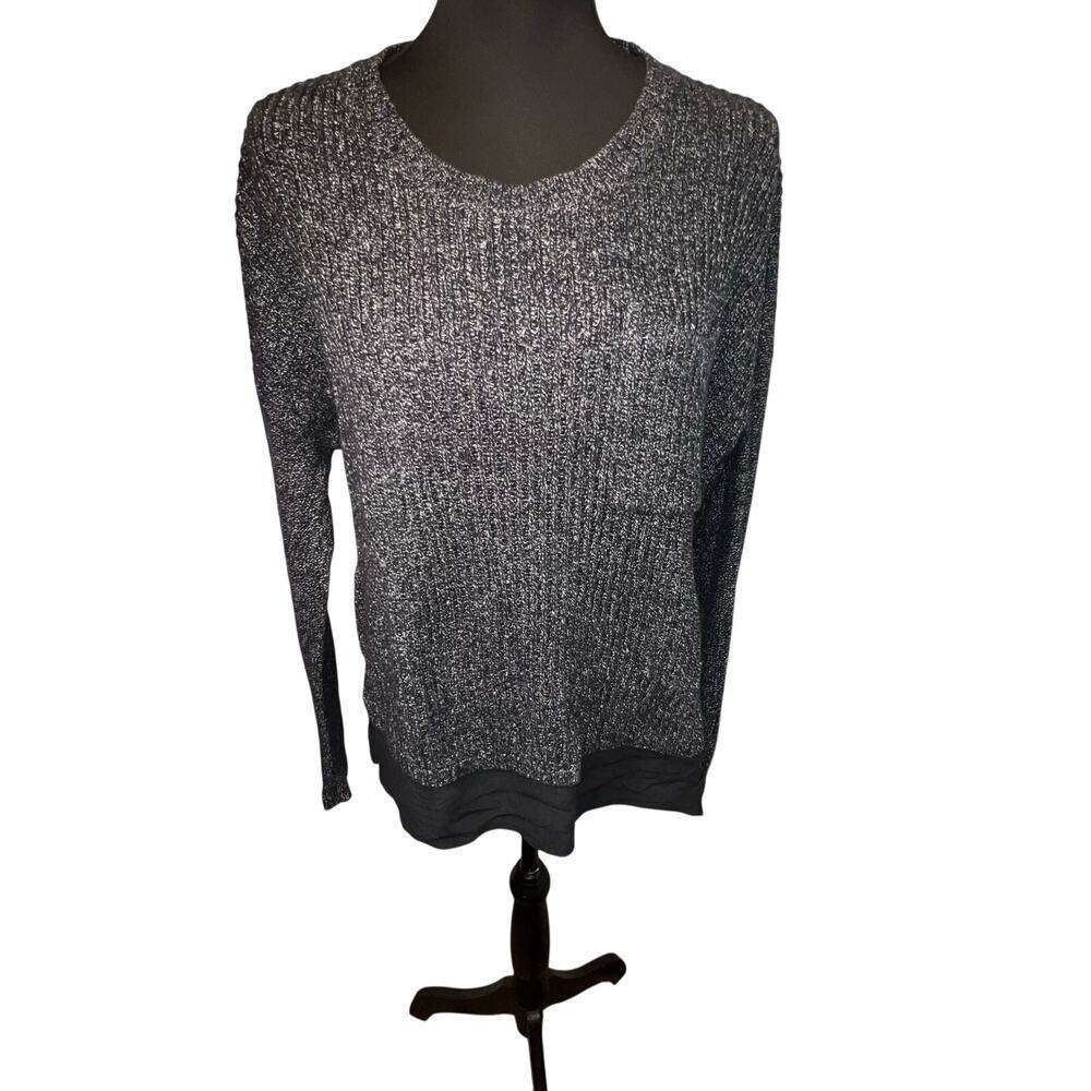 Madewell Womens M Gray Marble Knit Oversized Stretchy Gorpcore Chiffon Sweater.